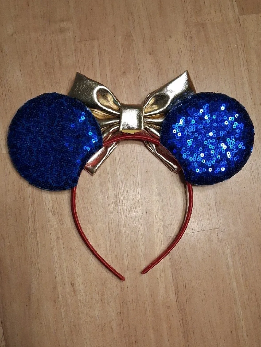 Disney Set Of 2 Sequin Minnie Ear Headbands Red Polka Dot & 4th Of July Colors